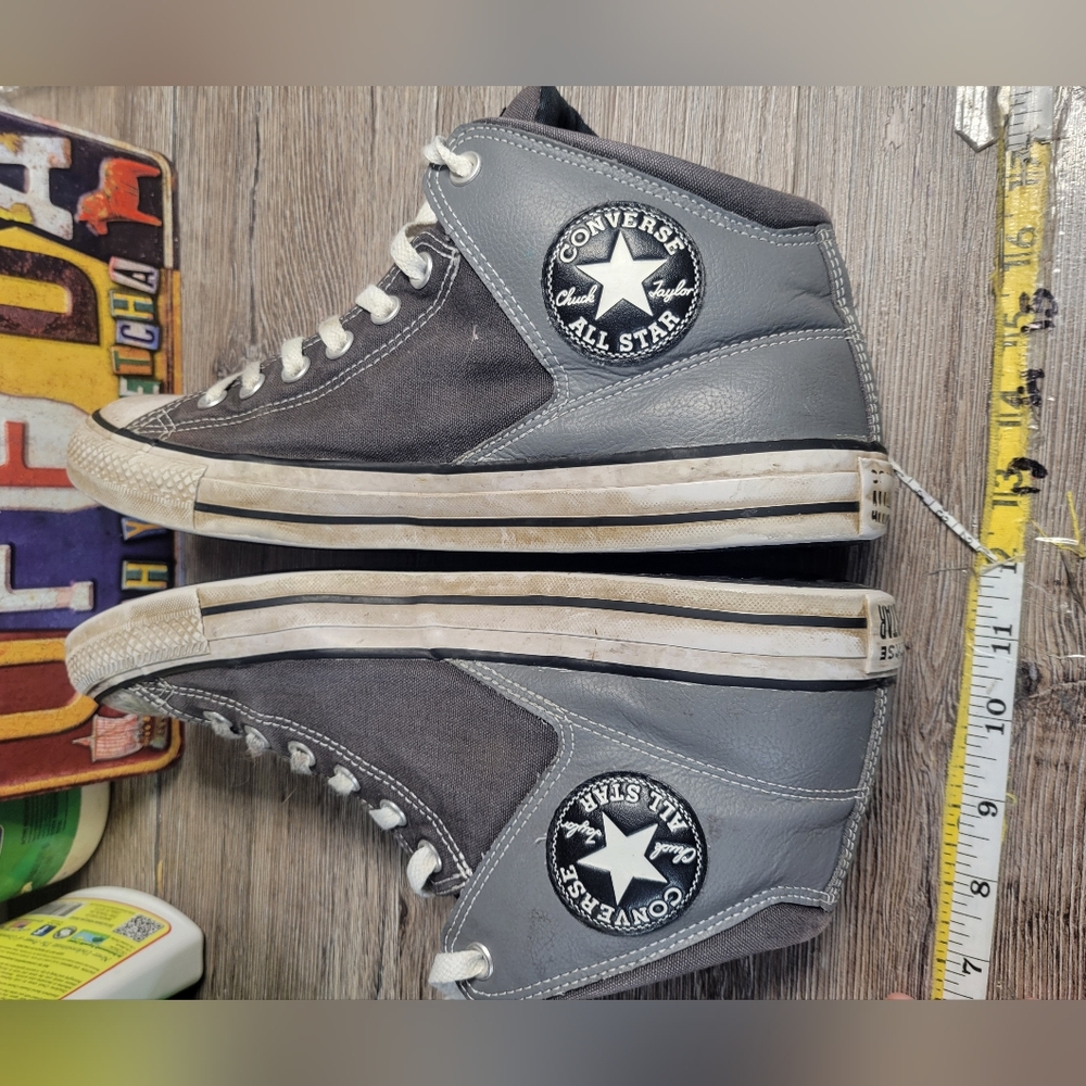 Converse ALL STAR HI TOP CANVAS & Leather SNEAKERS MEN’S‎ SMOKED NAVY Size 10.5 - Picture 6 of 9